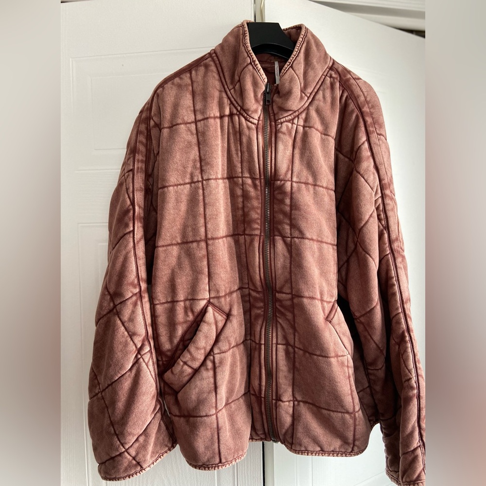 Free People Dolman Quilted Jacket in Cherry Cola
